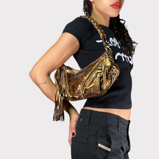 Vintage 2000's Archive GUESS Gold Shoulder Bag