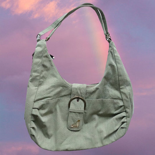 Vintage 90's Indie Boho Green Shoulder Bag