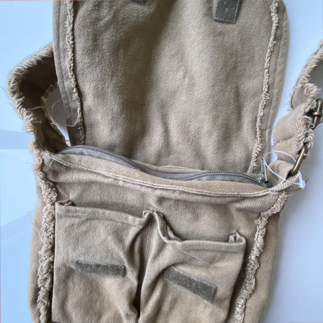 Vintage 90's Fairy Grunge Beige Canvas Crossbody Bag