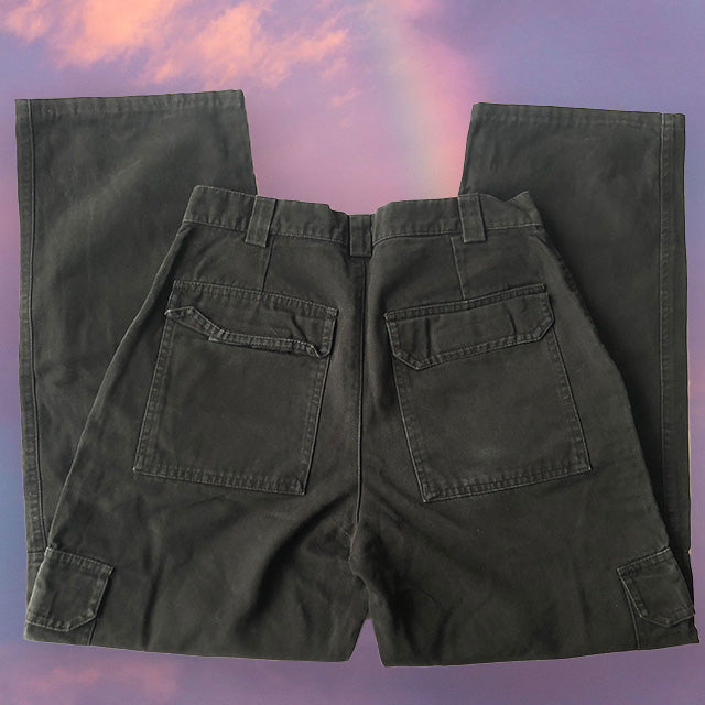 Vintage 90's Black Mid Waist Cargos (34 EU/UK 6)