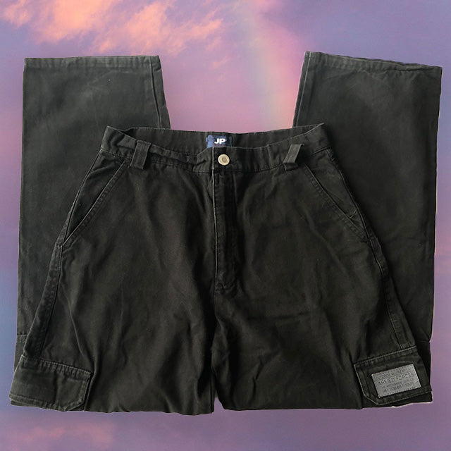 Vintage 90's Black Mid Waist Cargos (34 EU/UK 6)