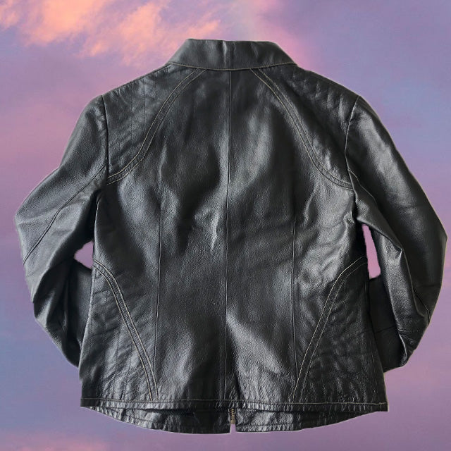Vintage 90's Rachel Green Black Leather Jacket (S)