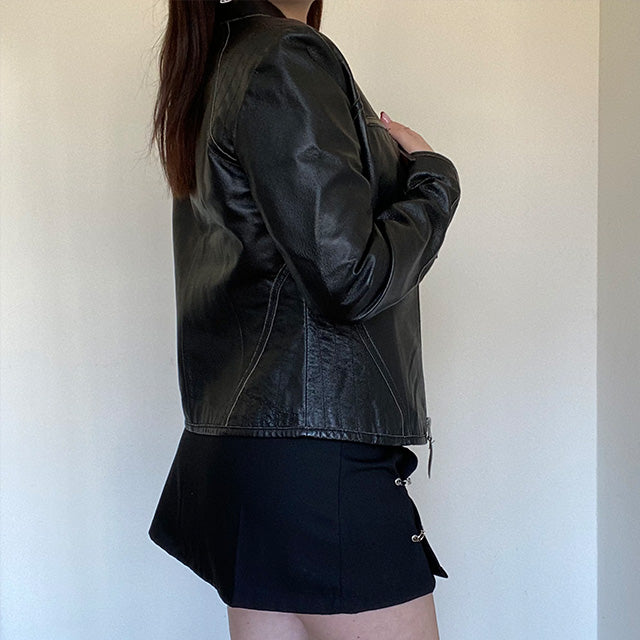 Vintage 90's Rachel Green Black Leather Jacket (S)