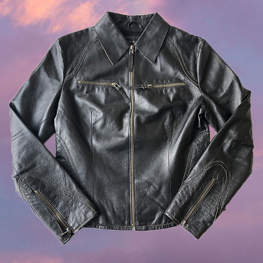Vintage 90's Rachel Green Black Leather Jacket (S)