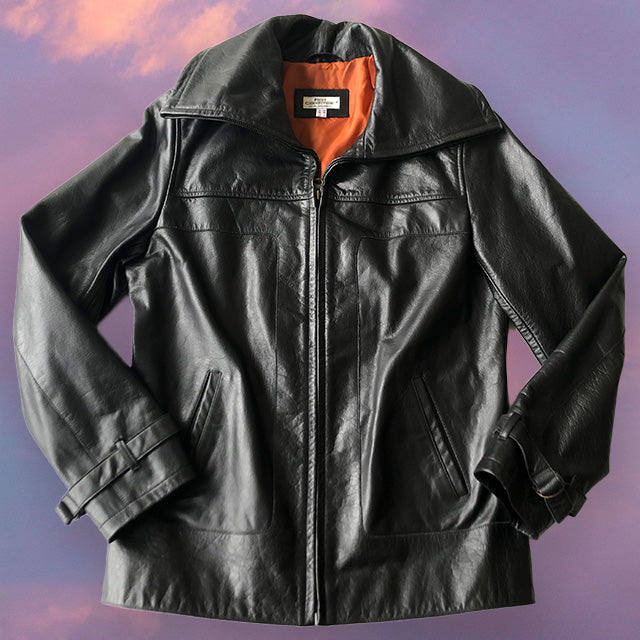 Vintage 90's Rachel Green Black Leather Jacket (M)