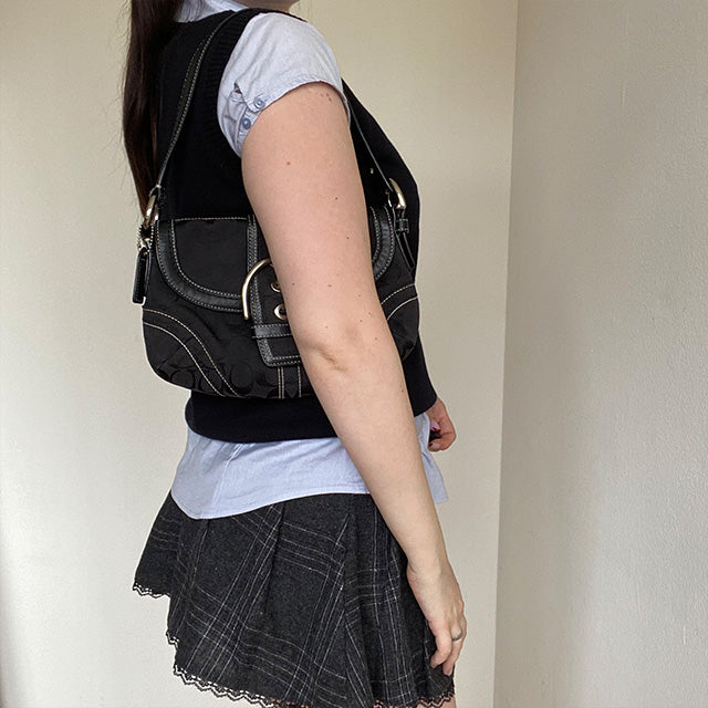 Vintage 90's Coach Black Monogram Shoulder Bag – Michelle Tamar