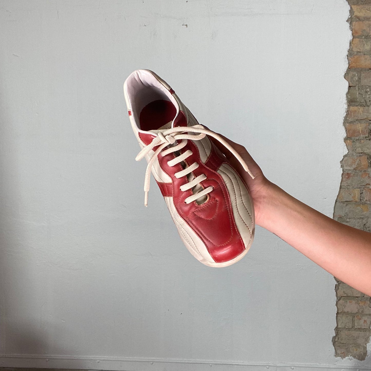 Vintage 90's Lacoste White and Red Bowling Sneakers (EU38/US6,5)