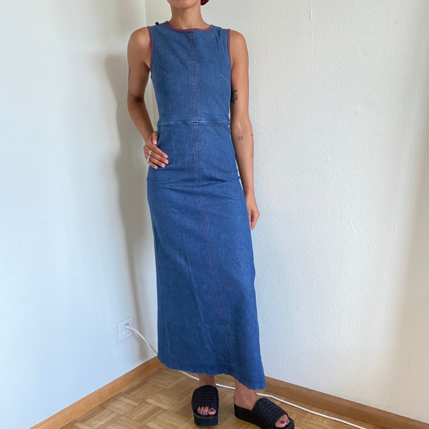 Vintage 90’s Archive Cop Copine Denim Zip Off Maxi Dress (S)