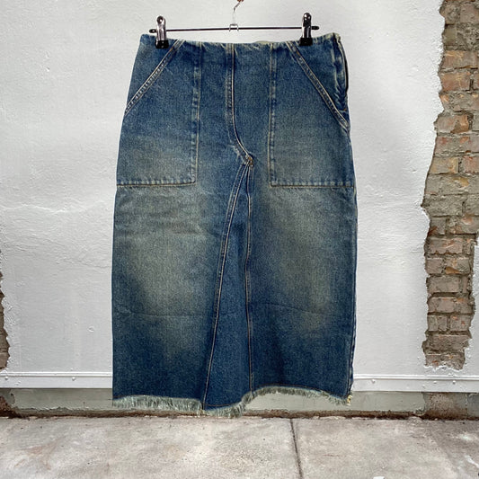 Vintage 2000's Downtown Girl Washed Denim Midi Skirt (XS/S)