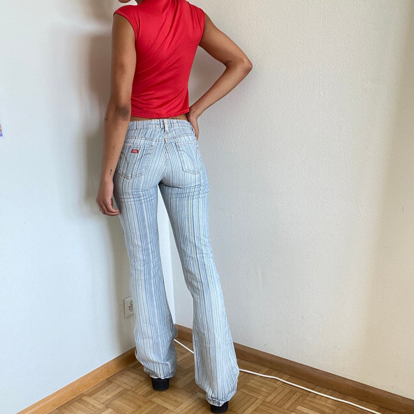 Vintage 90's Archive Miss Sixty Striped Flared Jeans (S)