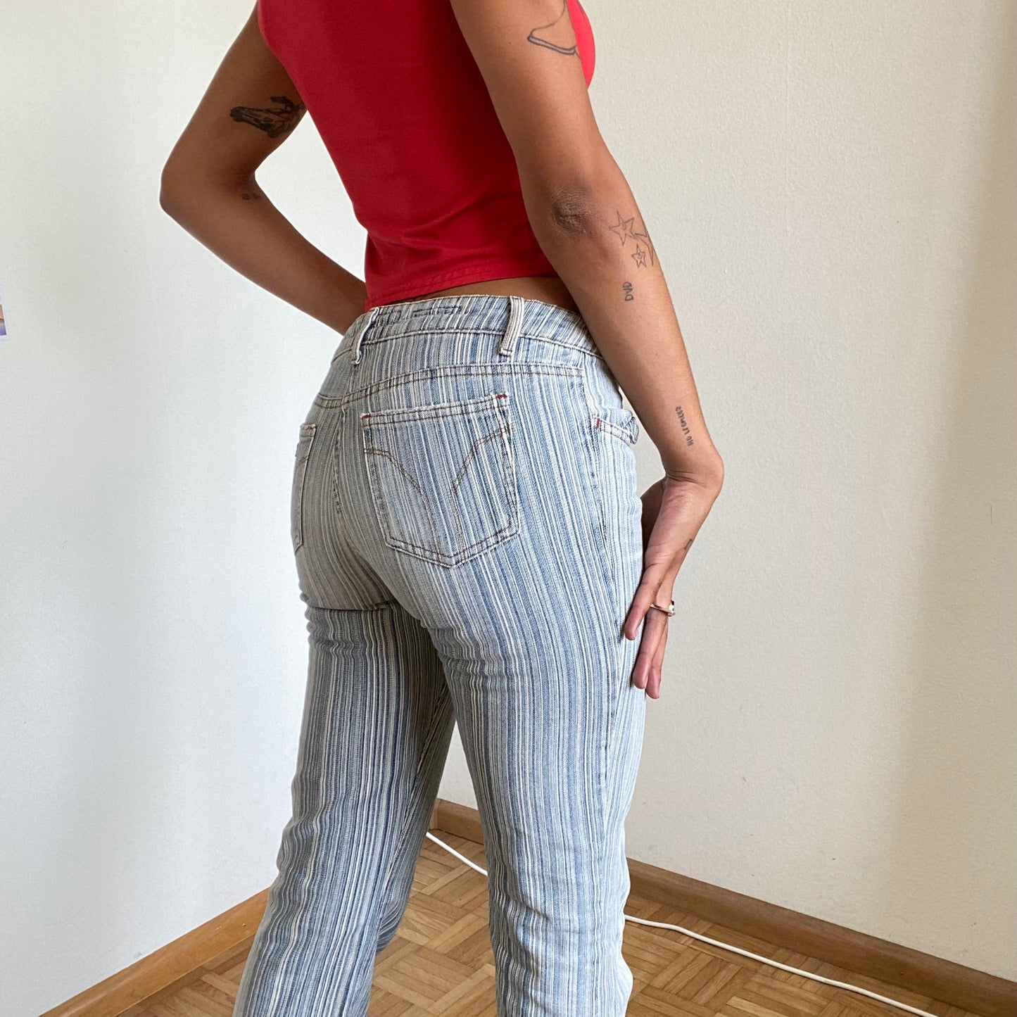 Vintage 90's Archive Miss Sixty Striped Flared Jeans (S)