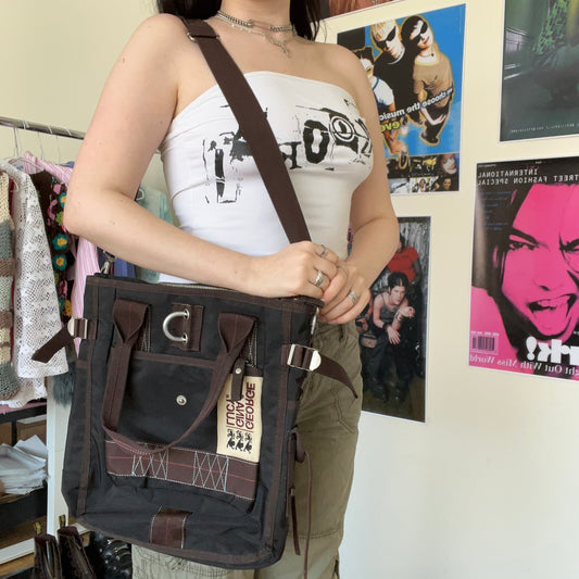 Vintage Y2K Cyber Grunge George Gina Lucy Black and Brown Bag