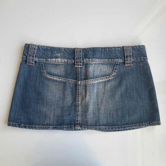 Vintage 90's Grunge Denim Micro Mini Skirt (L)