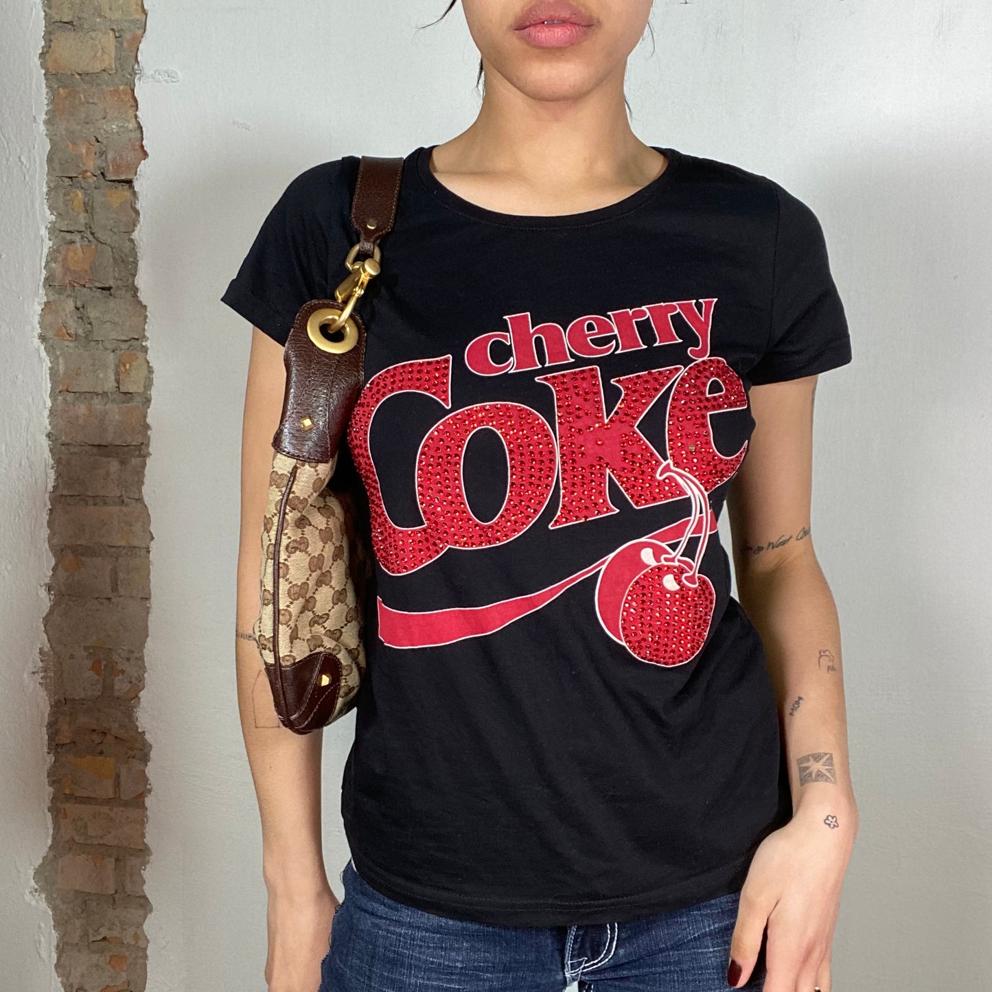 Vintage 2000's Funky Black 'Cherry Coke' Merch Shirt (S)