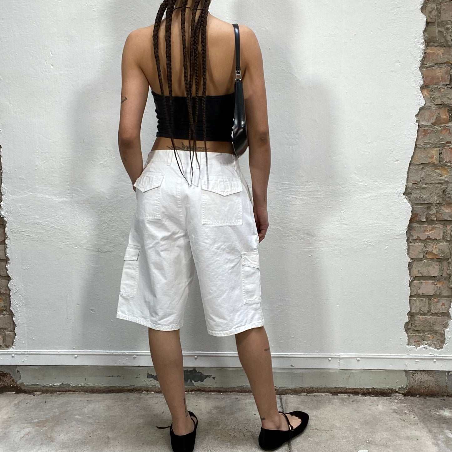 Vintage 2000's Streetstyle White Cargo Jorts (M)