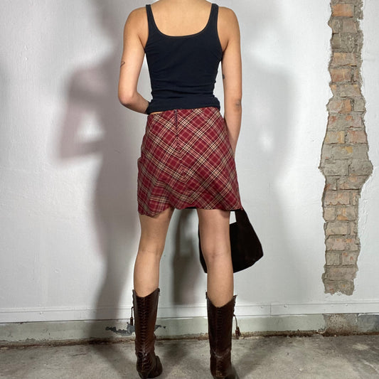 Vintage 90's Rachel Green Red Plaid Mini Skirt (M)