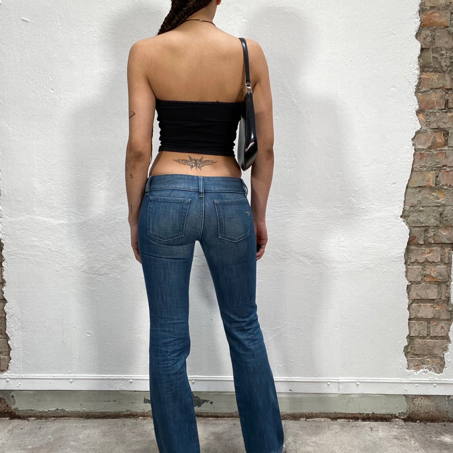 Vintage 90's Downtown Girl Low Waist Straight Leg Distressed Diesel Jeans (XS)