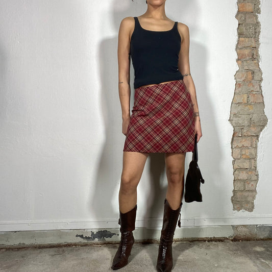 Vintage 90's Rachel Green Red Plaid Mini Skirt (M)