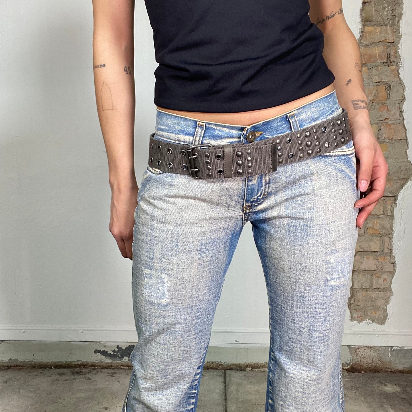 Vintage 2000's Grunge Brown Belt with Studs and Eyelets