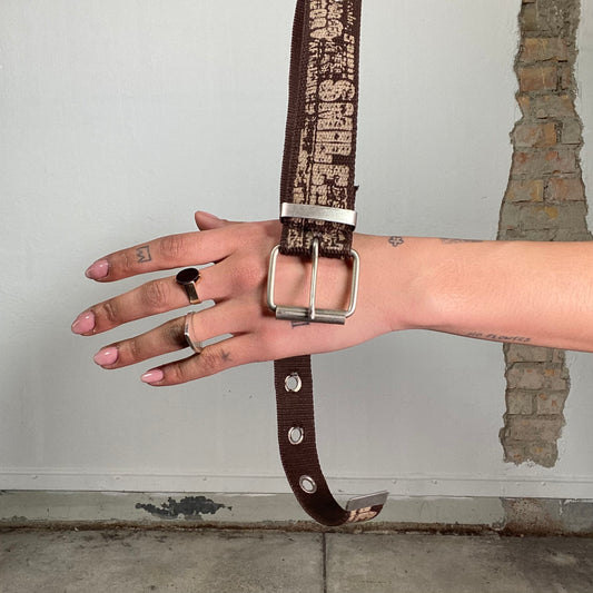 Vintage 2000's Grunge Brown Belt with Writing Print