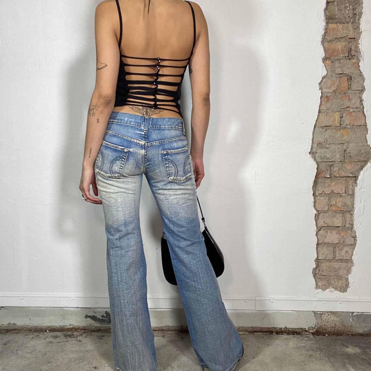 Vintage 90's Model Off Duty Light Wash Jeans Slightly Flared (S)