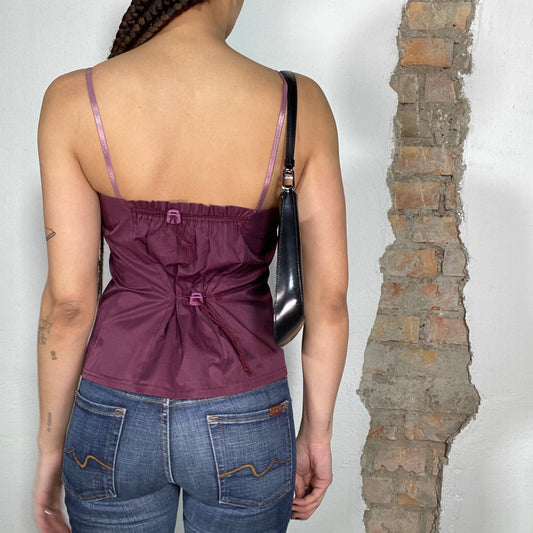 Vintage 2000's Archive Bordeaux Red Top with Toggles in the Back (M)