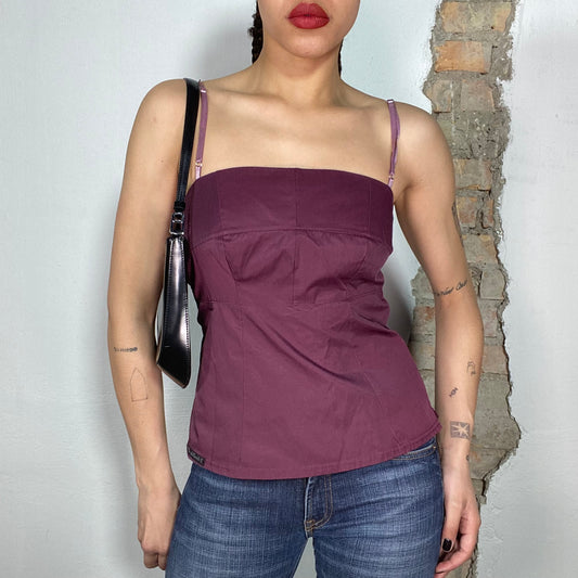 Vintage 2000's Archive Bordeaux Red Top with Toggles in the Back (M)