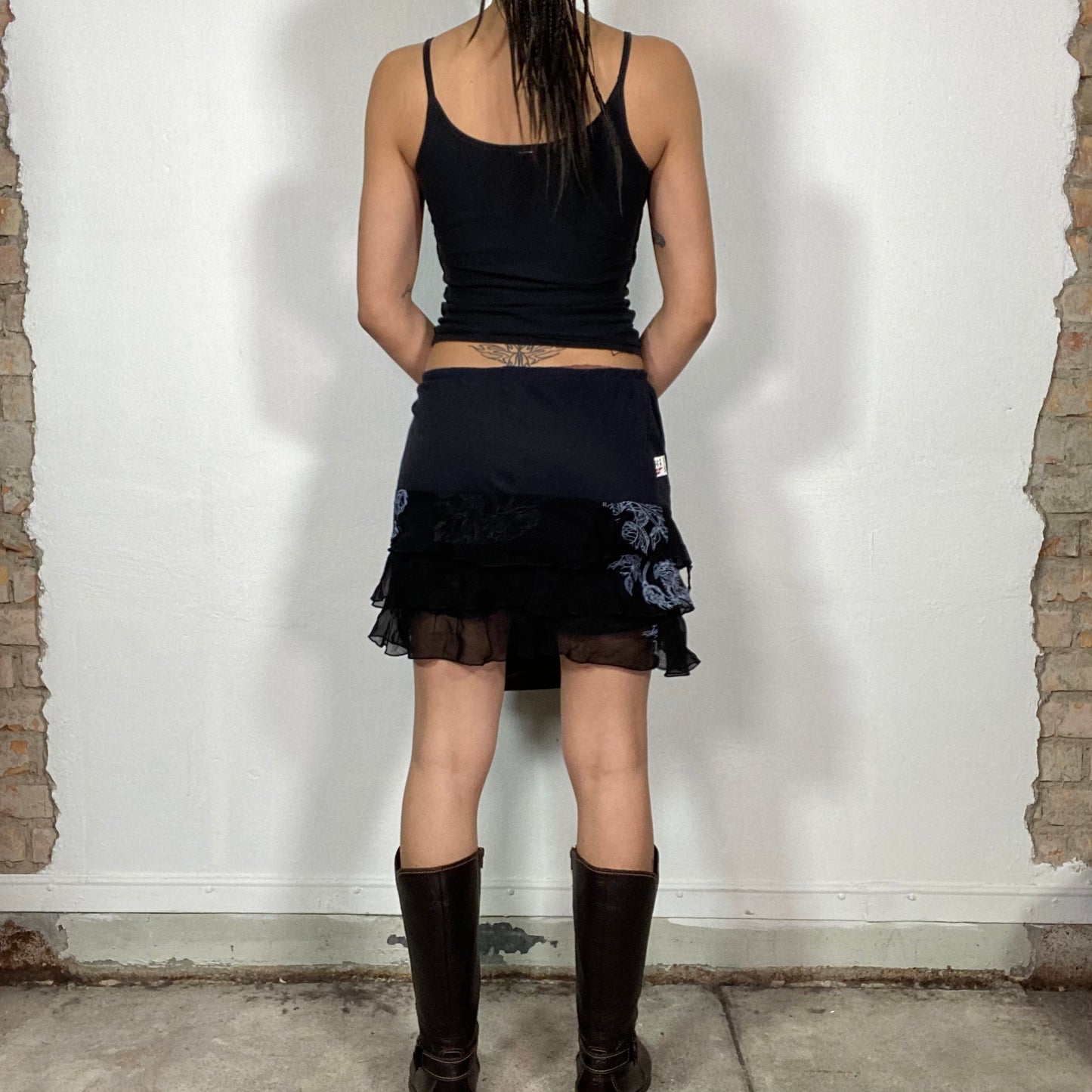 Vintage 2000's Culture Savage Grunge Black Layered Mini Skirt (S/M)