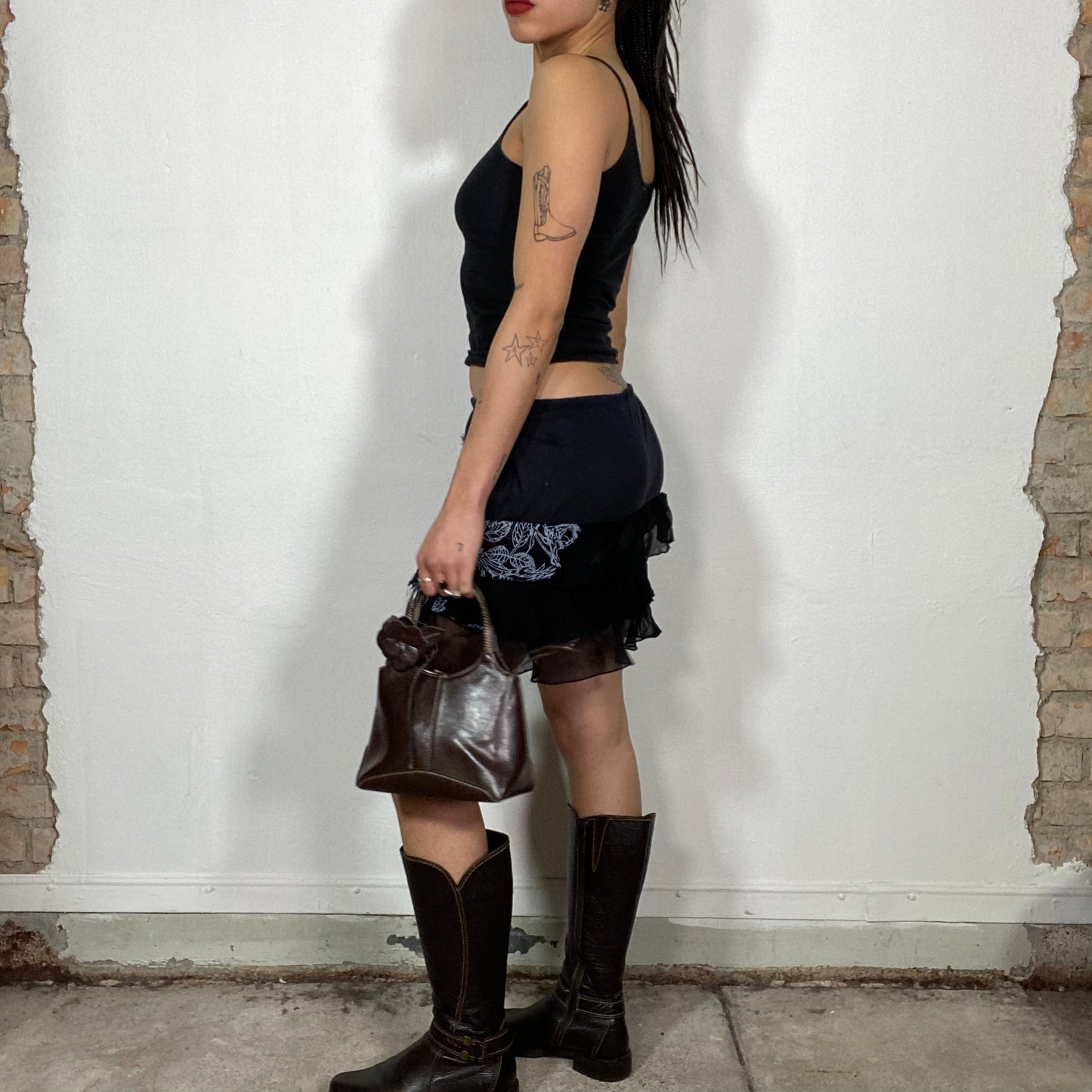 Vintage 2000's Culture Savage Grunge Black Layered Mini Skirt (S/M)