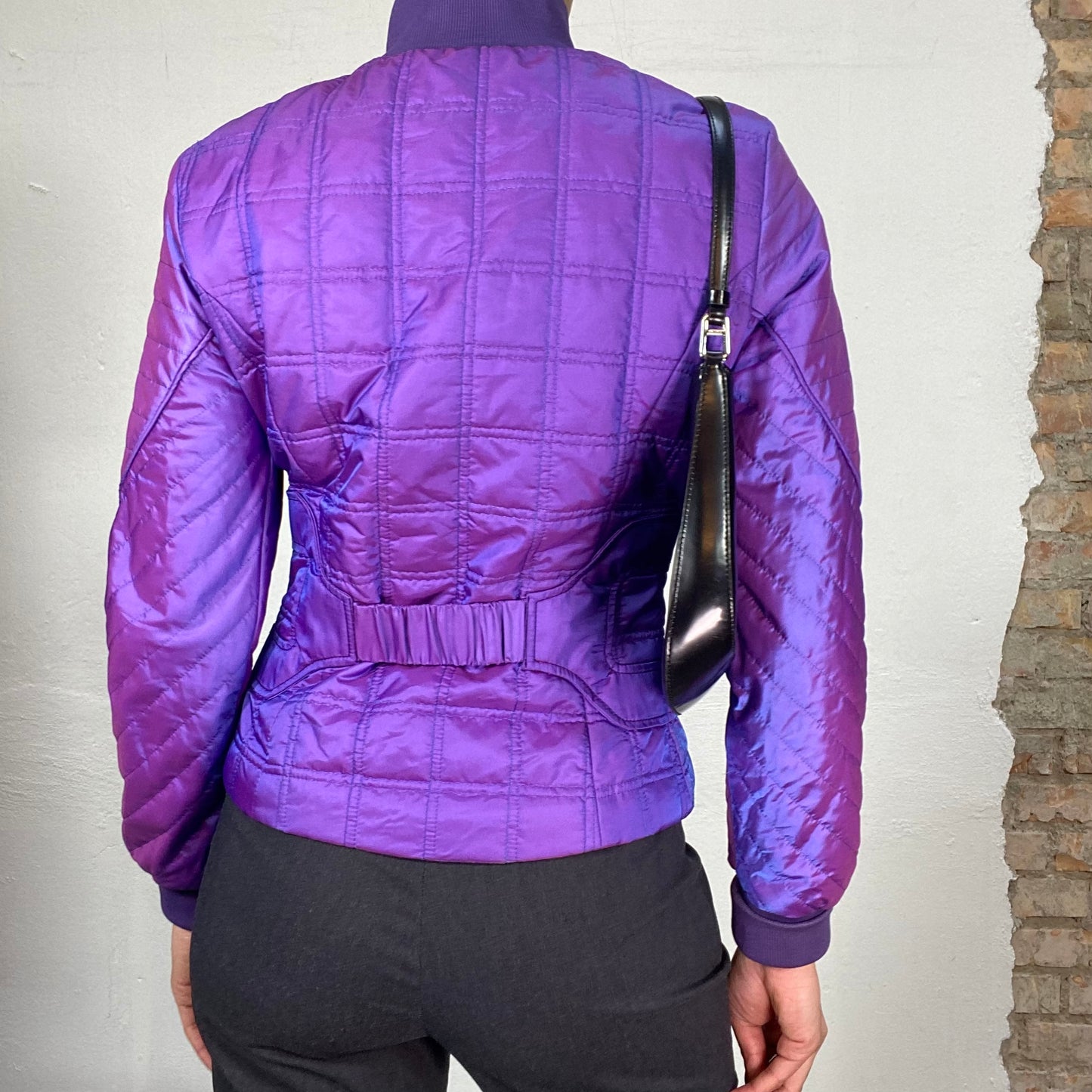 Vintage 2000's Archive Versace Purple Puffer Jacket with Waist Belt (XS)