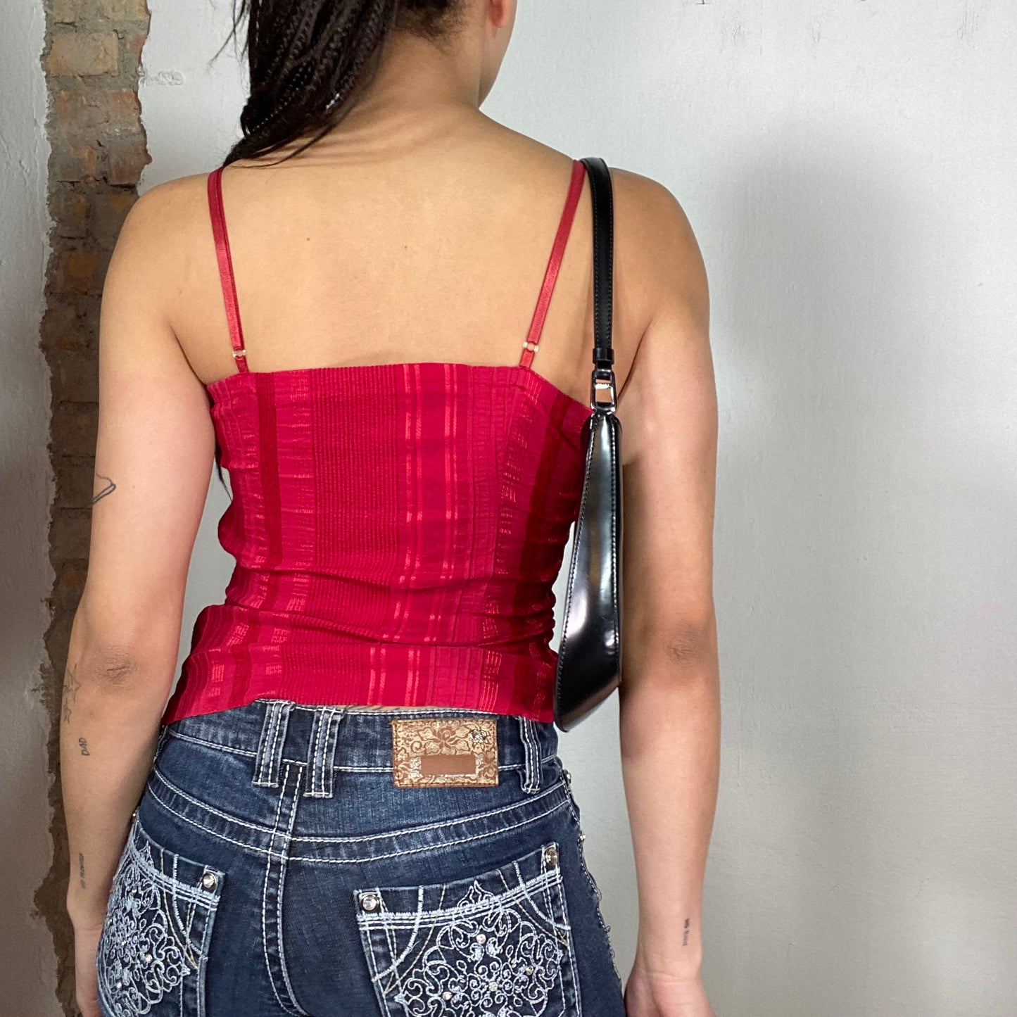 Vintage 90's Coquette Red Structured Stripes Top (S)