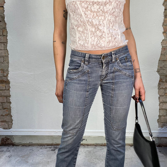 Vintage 90's Model Off Duty Carrot Jeans with Patch Detail (S)