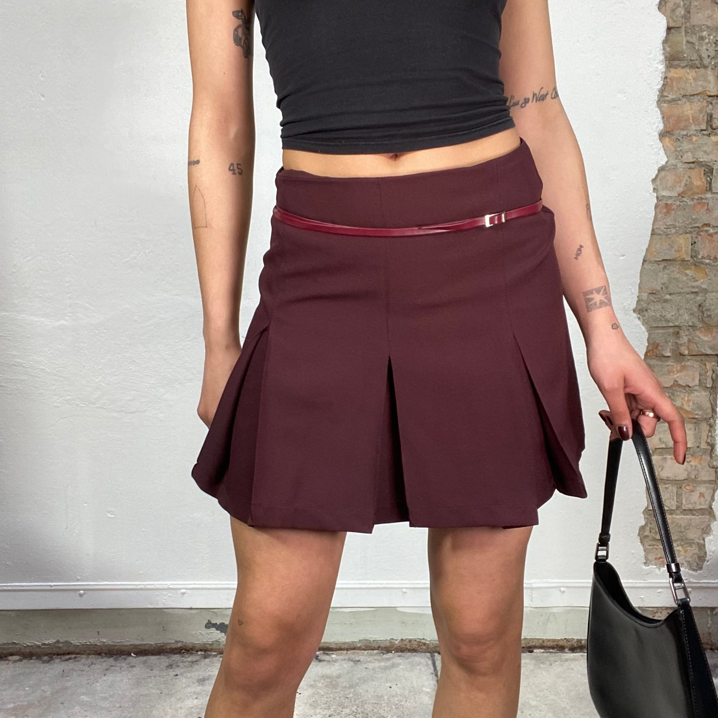 Vintage 2000's Ballet Dark Red Pleated Mini Skirt (S)