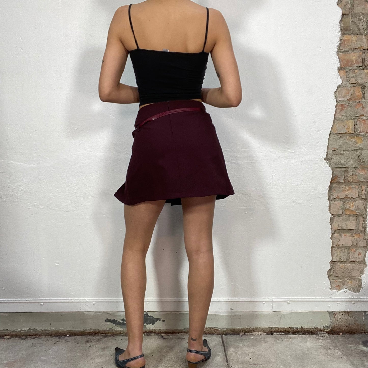 Vintage 2000's Ballet Dark Red Pleated Mini Skirt (S)