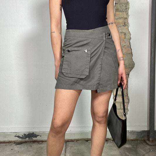 Vintage 90's Dowtown Girl Khaki Cargo Wrap Skort (S)