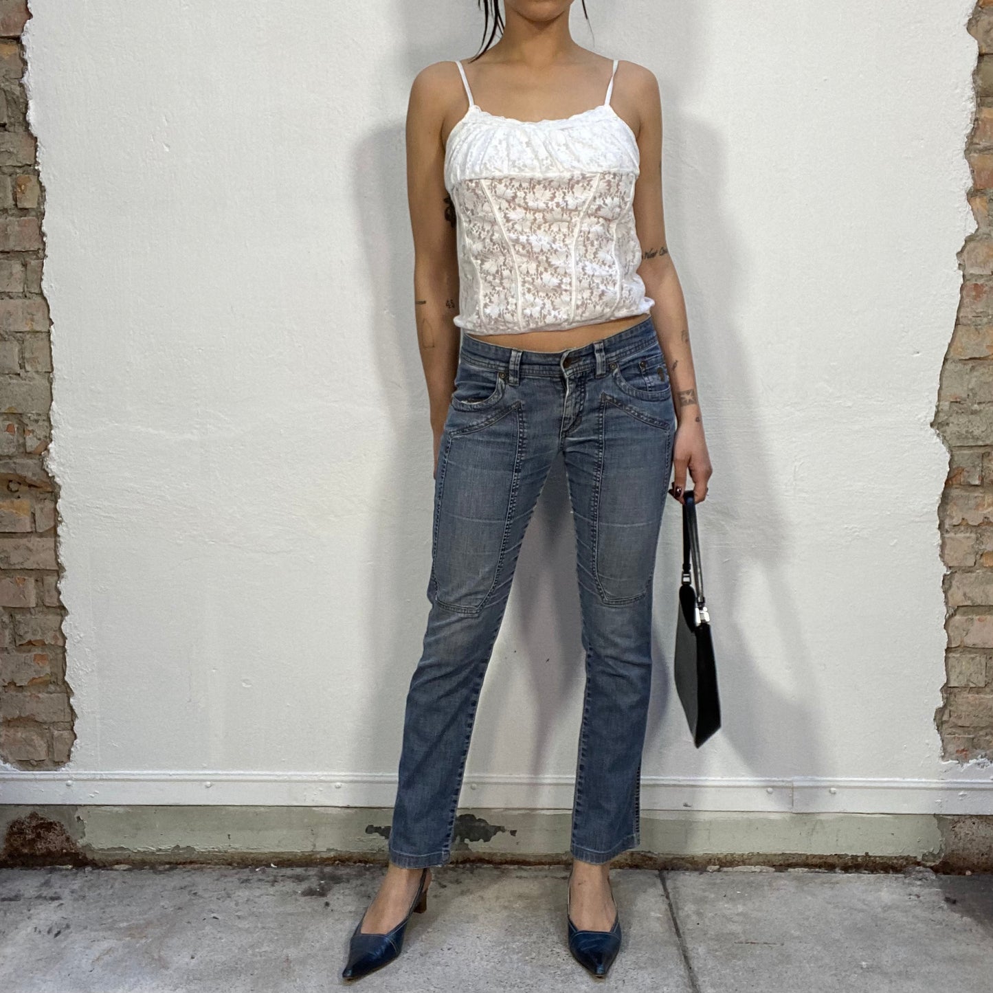 Vintage 90's Model Off Duty Carrot Jeans  with Patch Detail (S)