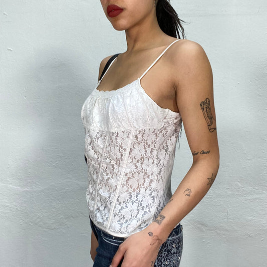 Vintage 2000's Ballet White Lace Cami Top (M)