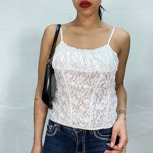 Vintage 2000's Ballet White Lace Cami Top (M)