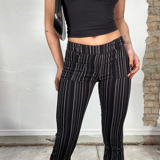 Vintage 90's Downtown Girl Black Striped Straight Leg Pants (XS/S)