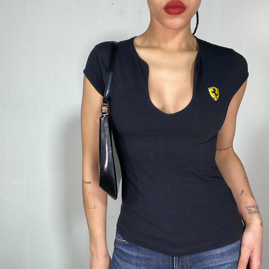 Vintage 90's Ferrari Black Shirt with Logo Patch (S)