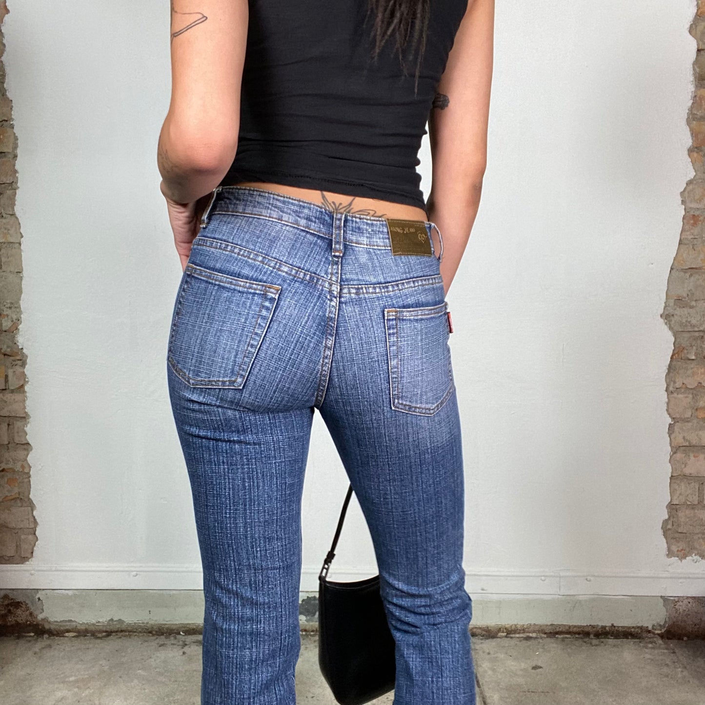 Vintage 2000's Grunge Flared Jeans with Zipper Pockets (S)