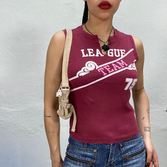 Vintage 90's Sporty Bordeaux Red “League Team” Tank Top (S)