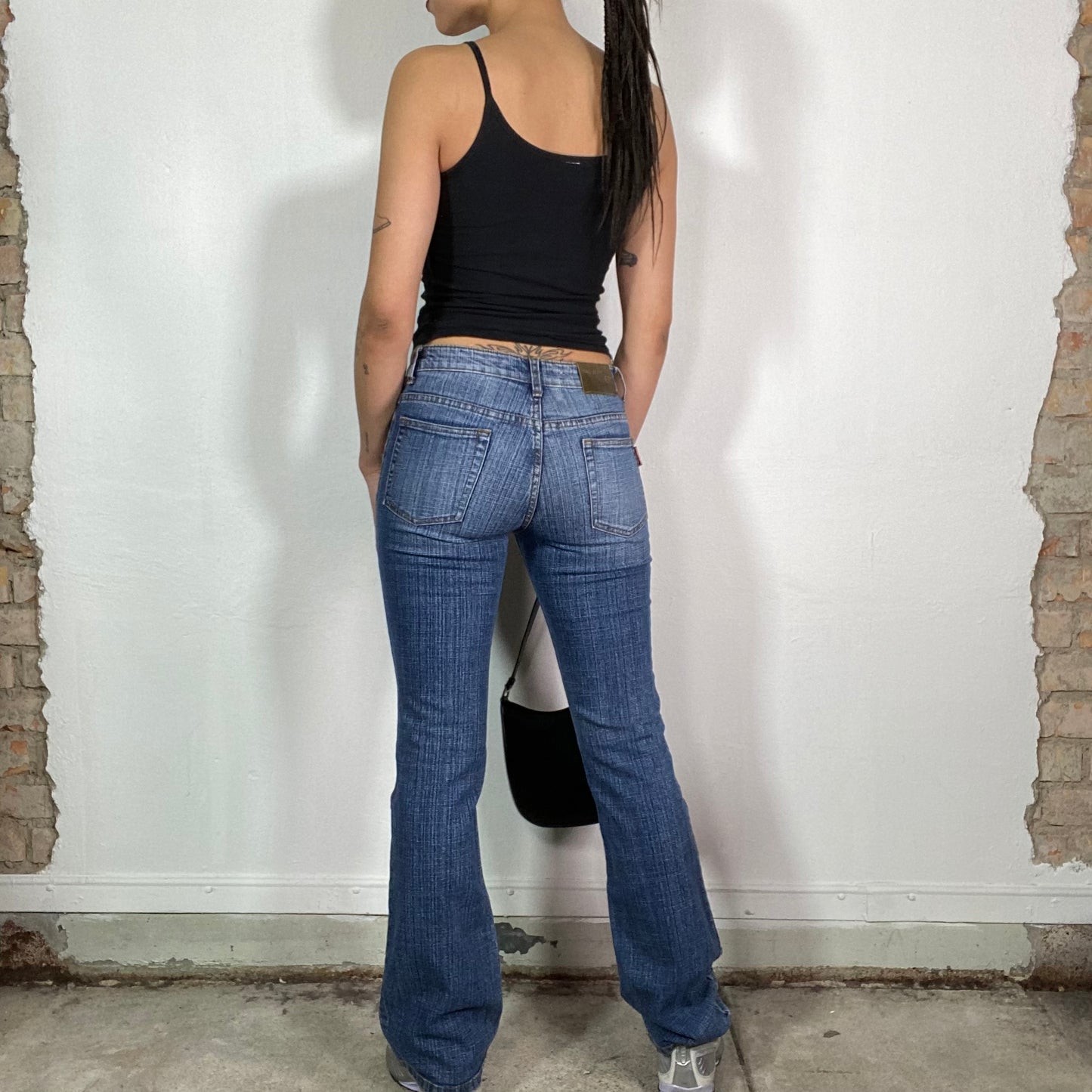 Vintage 2000's Grunge Flared Jeans with Zipper Pockets (S)