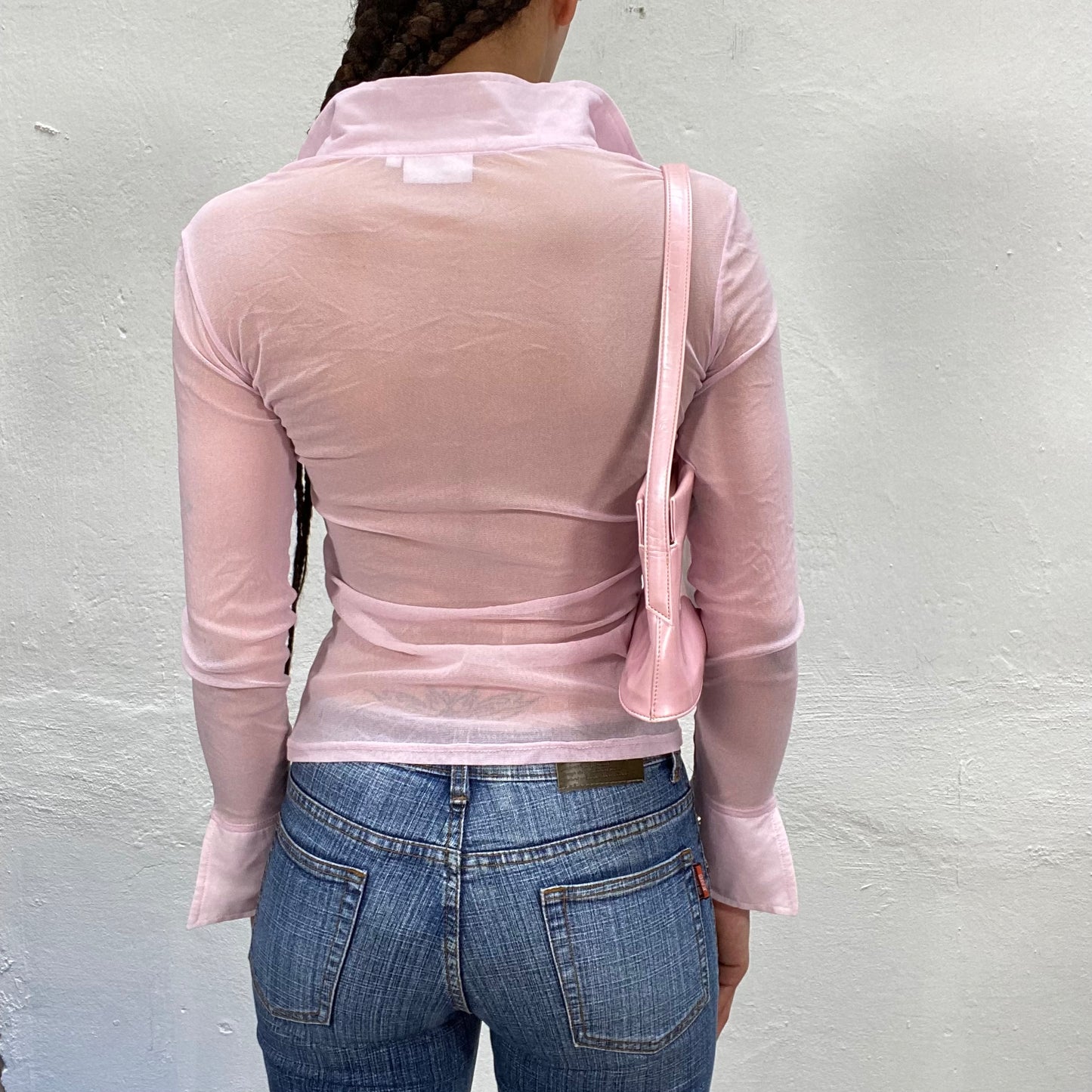 Vintage 2000's Fairy Baby Pink Mesh Button Up (S)