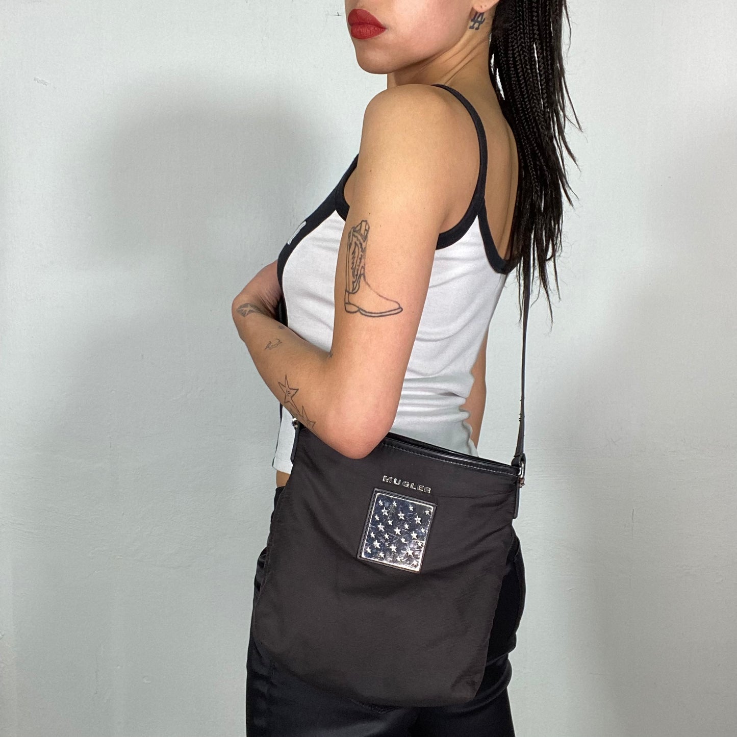 Vintage 2000's Archive Mugler Black Nylon Crossbody Bag