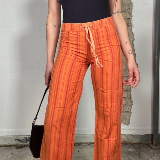 Vintage 90's Hippie Orange Striped Straight Leg Pants (S)