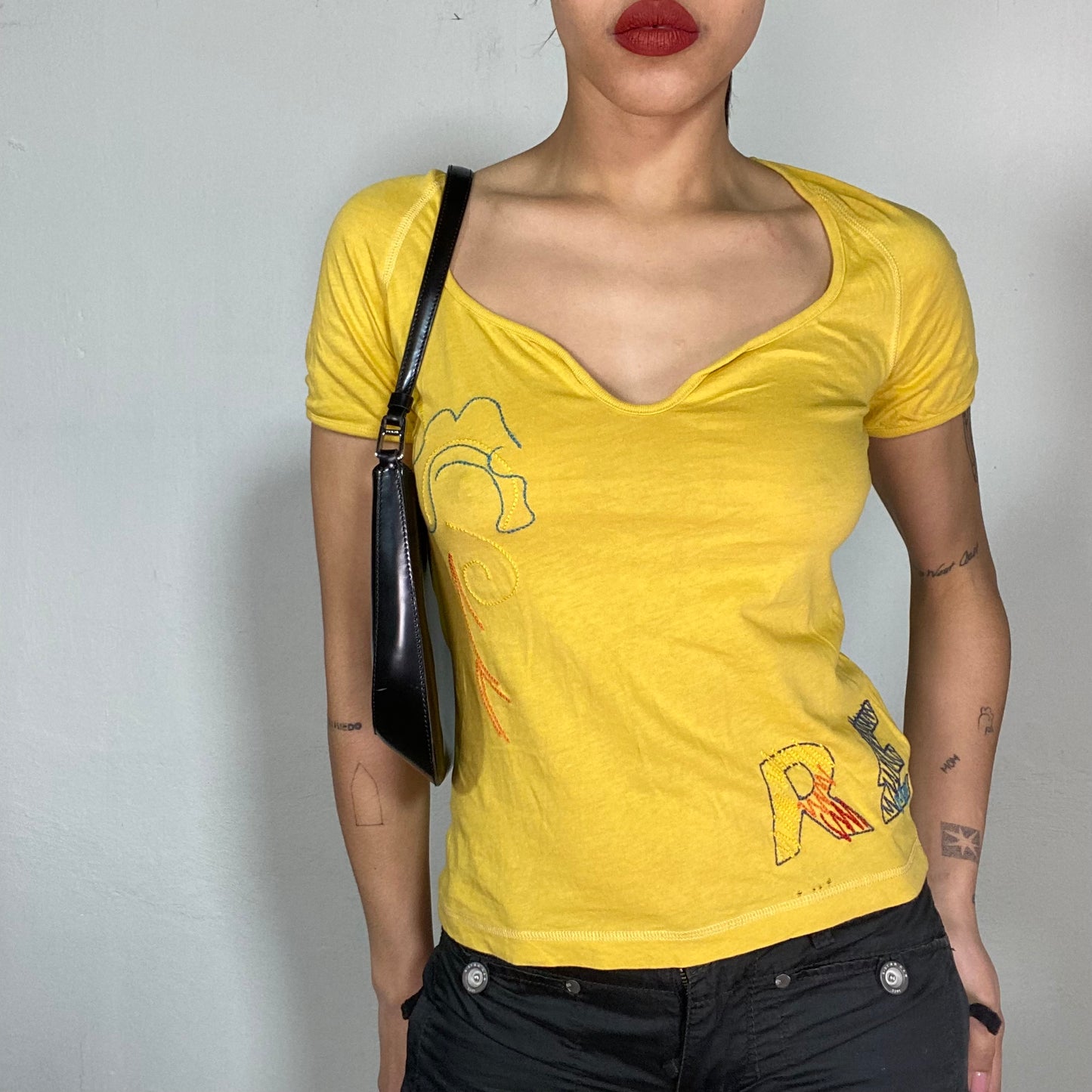 Vintage 2000's Surfer Yellow Shirt with 'Replay' Embroidery (S)