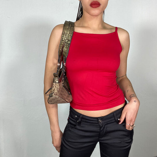 Vintage 90's Model Off Duty Red High Neck Top (S)