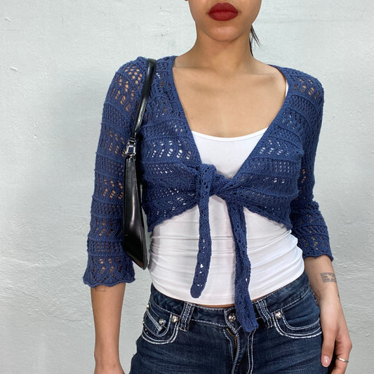 Vintage 90's Fairy Blue Crochet Bolero Cardigan(S)