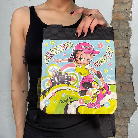Vintage 2000's Betty Boop Skater Kid Crossbody Bag with Cartoon Print